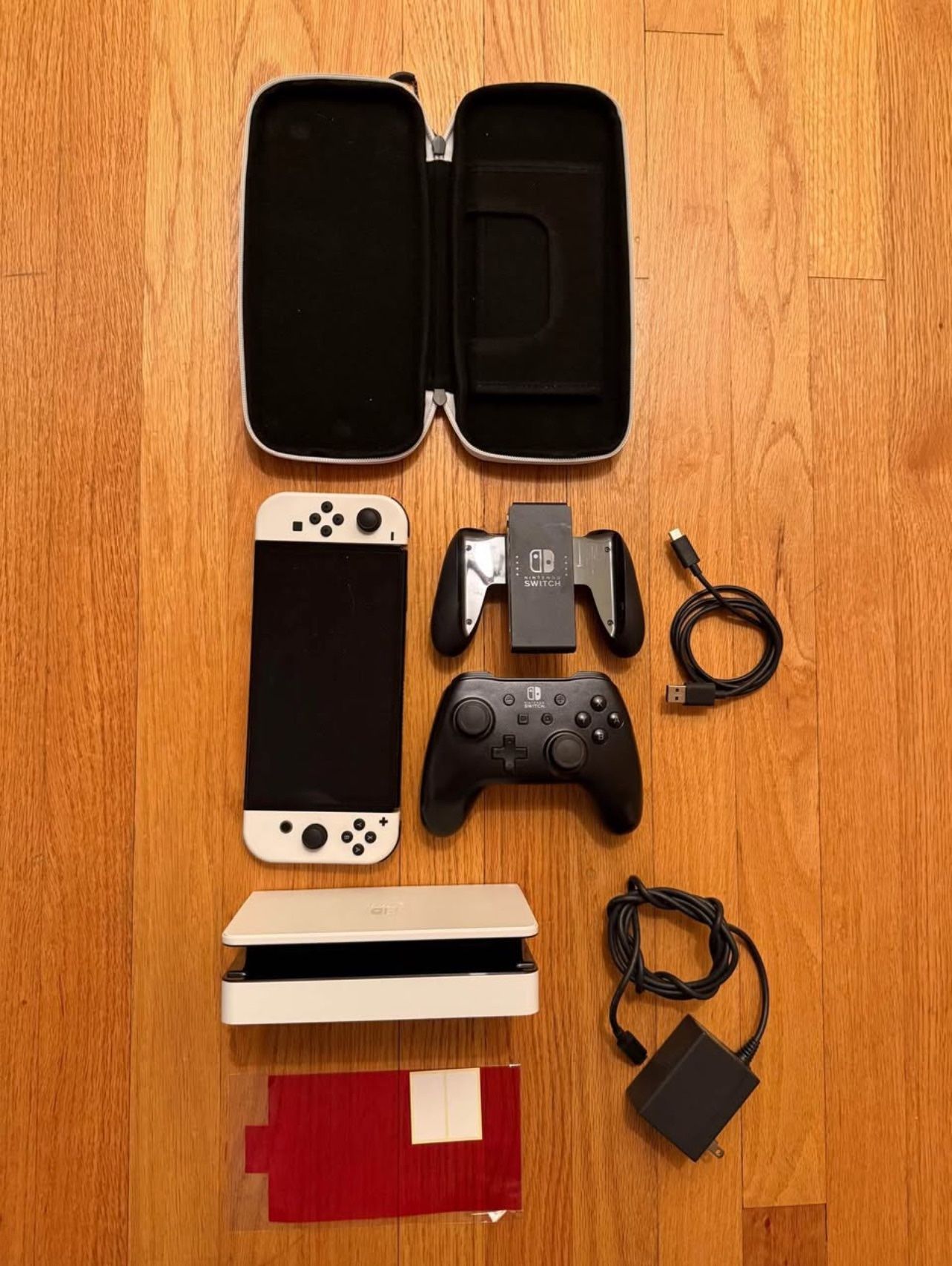 Nintendo Switch OLED (White) + Pro Controller + Dock + Case Bundle