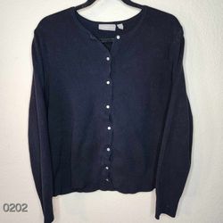 USED Croft & Barrow Women's Cardigan Sweater XL Black Buttons Cotton Modal in excellent condition! 
