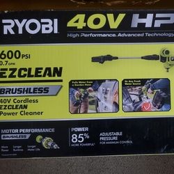 RYOBI 40-Volt HP Brushless EZClean 600 PSI 0.7 GPM Cold Water Power Cleaner
