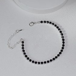 Black Gem Tennis Bracelet Silver