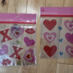 NEW Valentine's Day Hearts & Kisses Window Gel Clings Lot