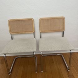 Set of Two Midcentury Modern Rattan Chairs