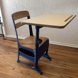 Desk Elementary Grammar School Antique Desk Chair Industrial 