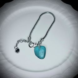 Japanese Turquoise Sea Glass Bracelet 