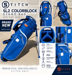 Brand New STITCH Golf SL2 Colorblock Stand Bag – Royal Blue/White