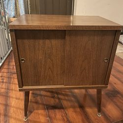 Antique Record Cabinet With Old Records 