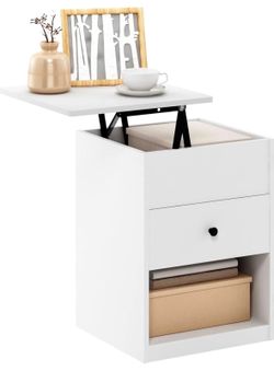 NEW/SEALED Furinno Jensen Lift Top Nightstand, Solid White