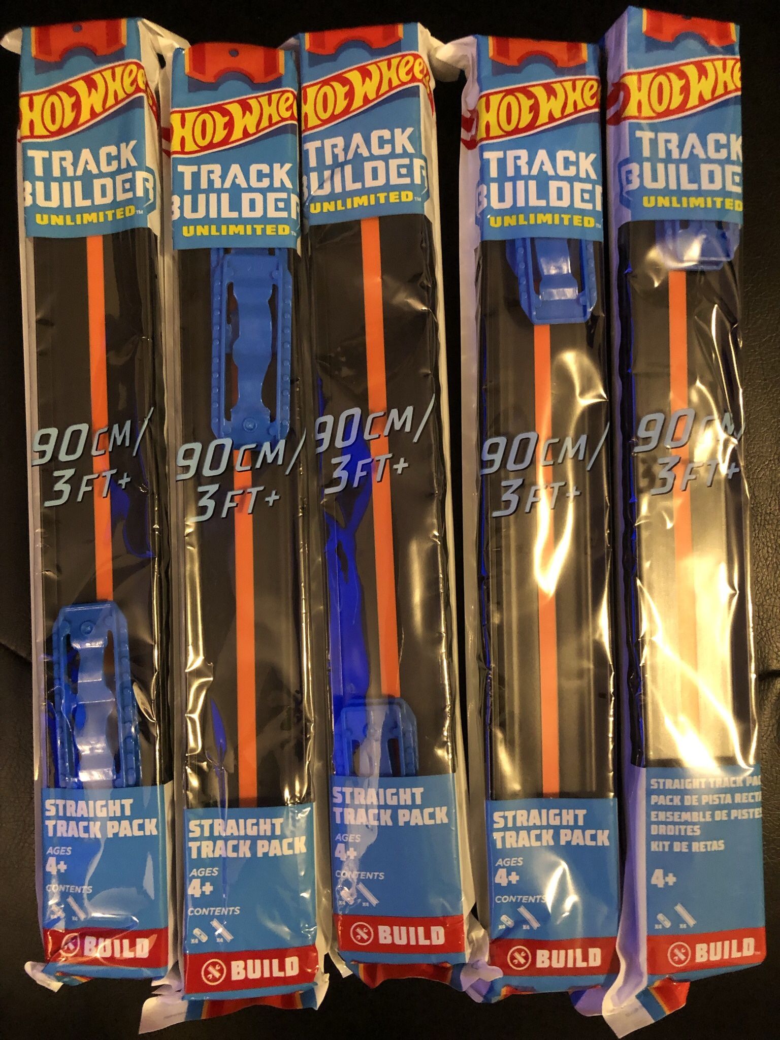 Hot Wheels Trackbuilder Black Track - Lot Of 5