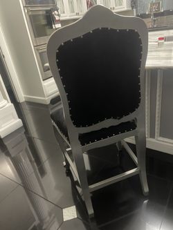 Three Black Suede Barstools