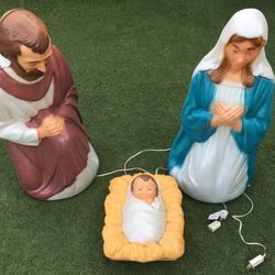 3 Piece Set Lighted Blow Mold Mary, Joseph & Baby Jesus