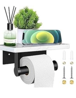 NEW Natural Marble Toilet Paper Holder with Shelf $30