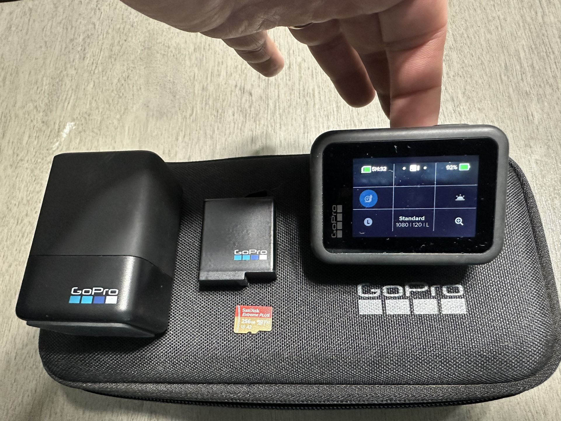 GoPro HERO8 Black + Battery Charger + Extra Battery + 256GB SD Card + Case