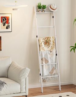 New 6-Tier Blanket Quilt Ladder Rack Rustic Decorative, White