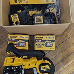Dewalt Bandsaw With Batteries, Blades And Chargers