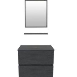 24 in. W x 20 in. D x 19.7 in. H Bath Vanity Cabinet without Top in Cement Grey with Mirror