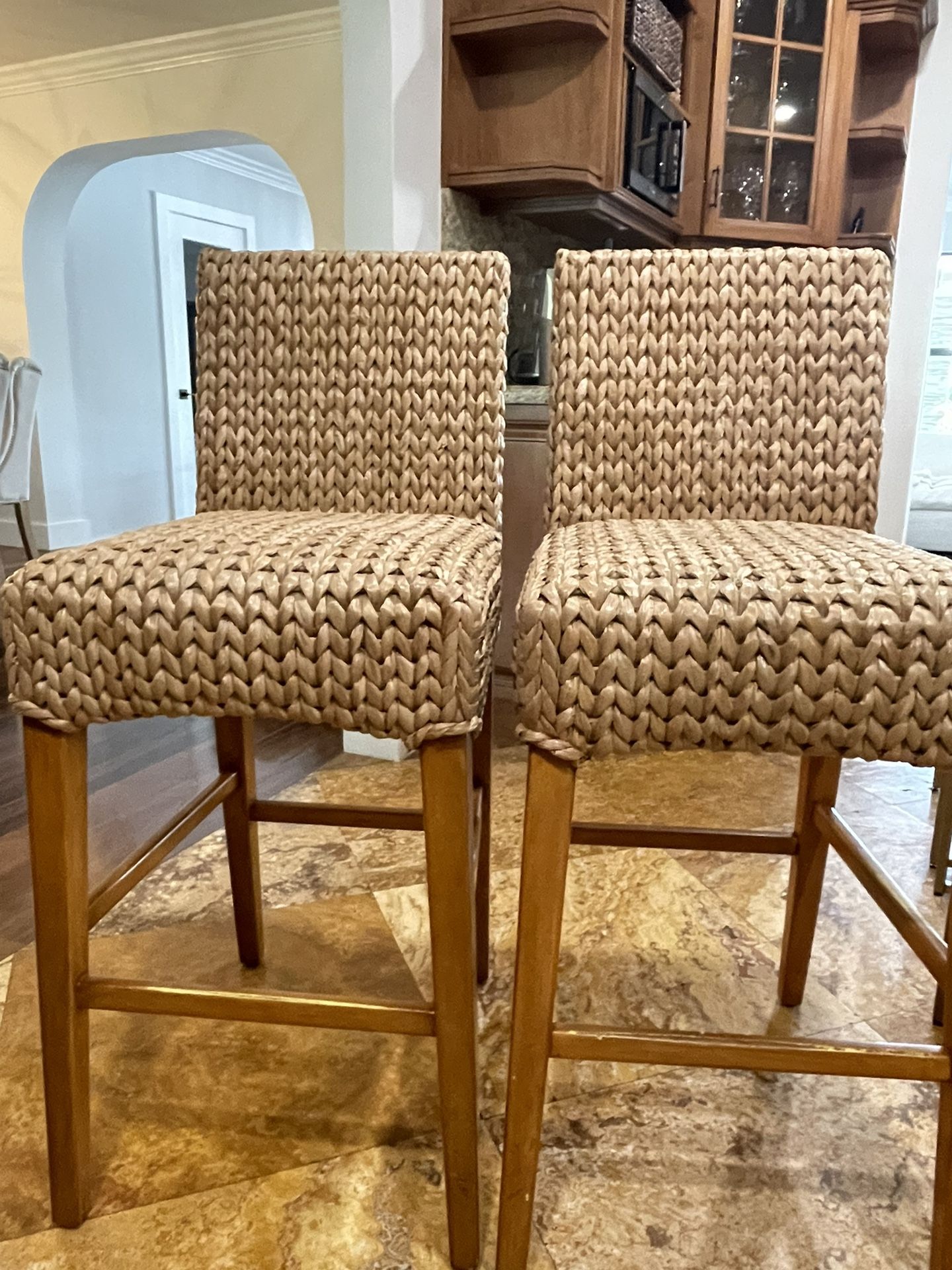 Pottery Barn wicker Bar Stools- Set Of 2