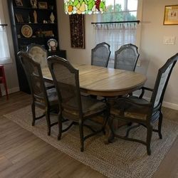 Solid Oak Dining Set, Trestle Table W/6 seats