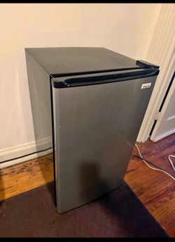 SILVER AND BLACK USED SMALL REFRIGERATOR