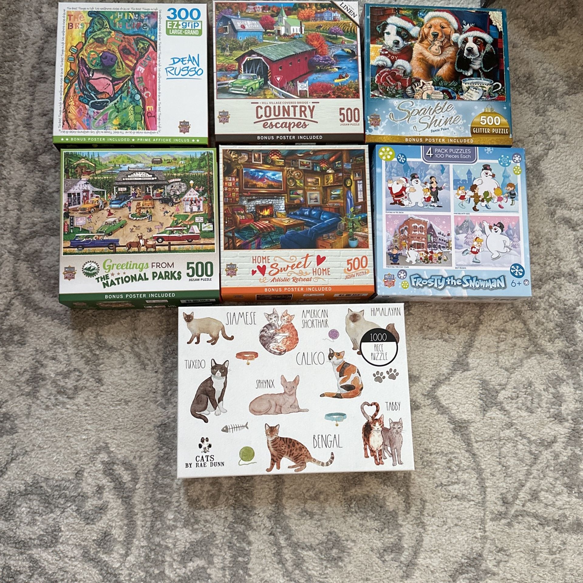 Various Puzzles: 100, 500, 1000 Pieces