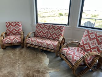 Beachy Vintage Bamboo Loveseat & Chairs