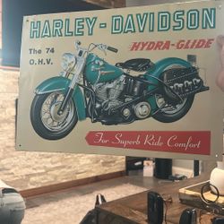 Harley Davidson Embossed Hydra Glide Sign Collectible 