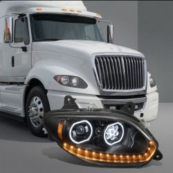 Right Side 17-21 International Harvester LT LT625 LED Projector Headlights Black