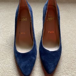 Christian Louboutin Blue Suede Pumps/wedge/heels