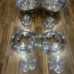 4pcs 16" Stainless Steel Polished Wheel Simulators,Front Rear 8 Lug Dually