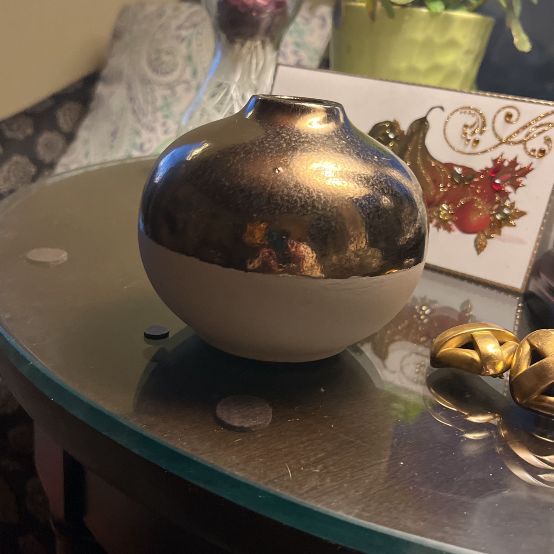 Nate Berkus Ceramic And Brass Dipped Bud Vase