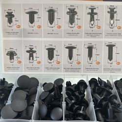 Container With 240 Retainer Clips + 5 Fastener Removers 