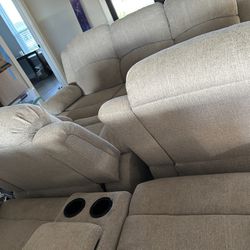 Clean Like New Couch Set Recliner Seats Cup Holder