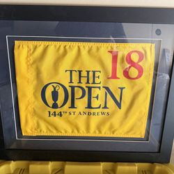 144th The Open Official Flag Framed And Golf Ball - St Andrews