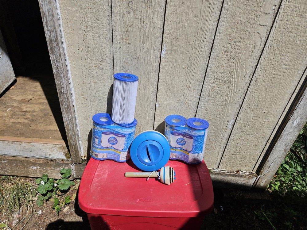 Swimming Pool Filters Size A&C, Thermometer, Chlorine Tab Float