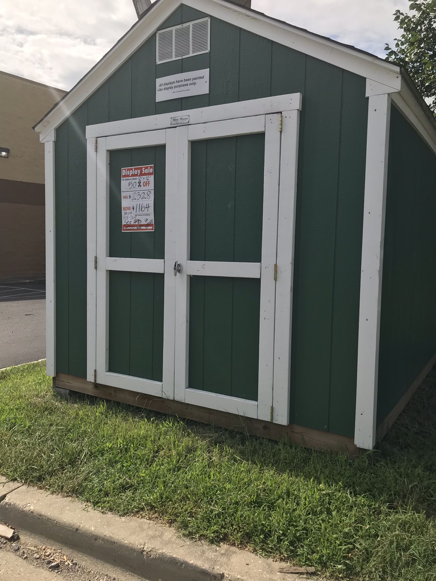 Existing shed display $1164 with delivery setup w/in 30 miles