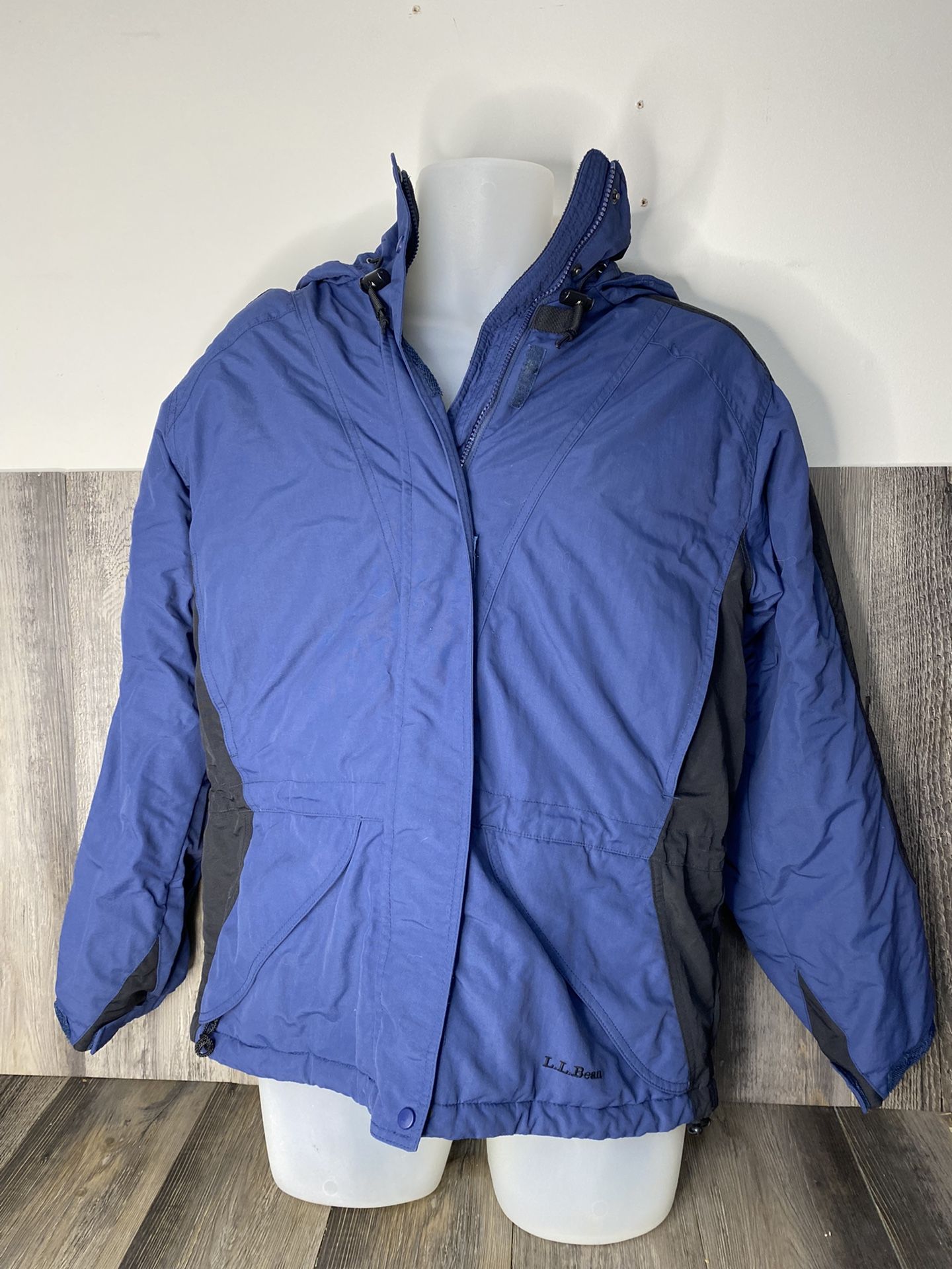 LL Bean Womens Ski Jacket Blue Coat Size Medium ORF98 Full Zip Hooded