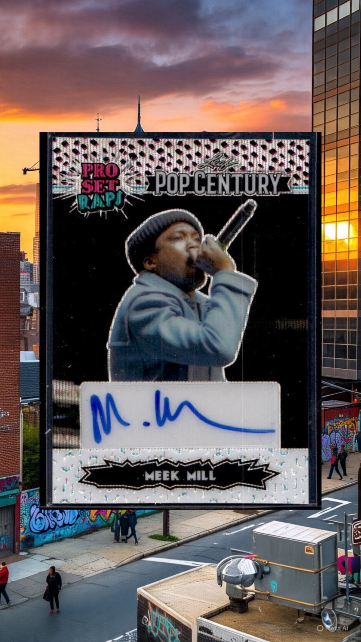 Meek Mill Leaf Pop Century “Pro Set Raps” Blue Auto #’d/8