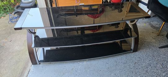 54" Black Tempered Glass TV Stand