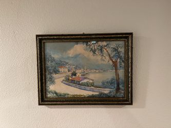 Vintage 1922,Signed Watercolor Painting of Bellagio, Lake Como, Italy