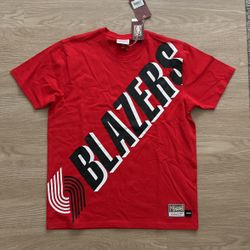 Size Large - Mitchell And Ness Authentic Vintage Supreme NBA Basketball Portland Trail Blazers Big Face Shirt Tee - Nike Sports Champion