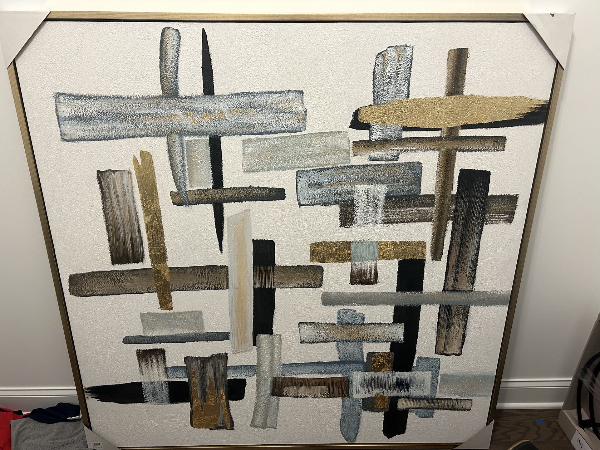 Abstract Art (Black, Gold, Blue, Gray)