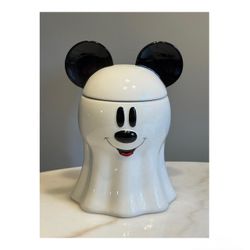 Disney 5x10in Vintage Ceramic Ghost Mickey Mouse Cookie Jar - like new