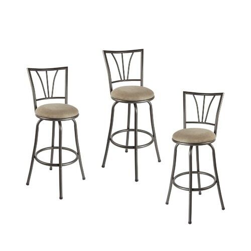 Adjustá ble Height Swivel Tan Bar Stool (Set of 3)