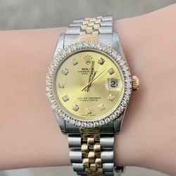 Rolex Pre Owned Ladies 31mm Datejust Champagne Diamond Dial 