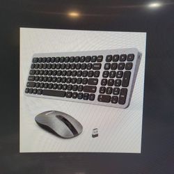 Wireless Keyboard And Mouse Combo, Grey & Black 2.4 Ghz USB-A Receiver