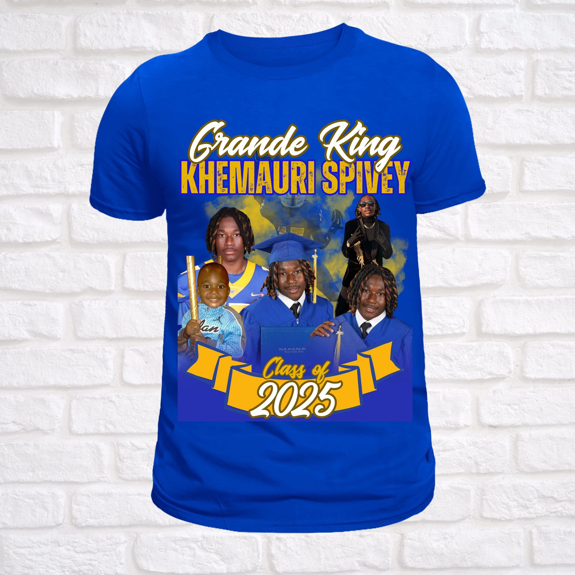Houston Custom T-shirts With name 2025 with Personal photos In Blue gold and White . . . . . . . . #tshirtslovers #tshirts #tshirtdesign #tshirt #cus