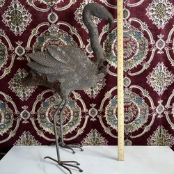 Large Iron Flamingo Sculpture 
