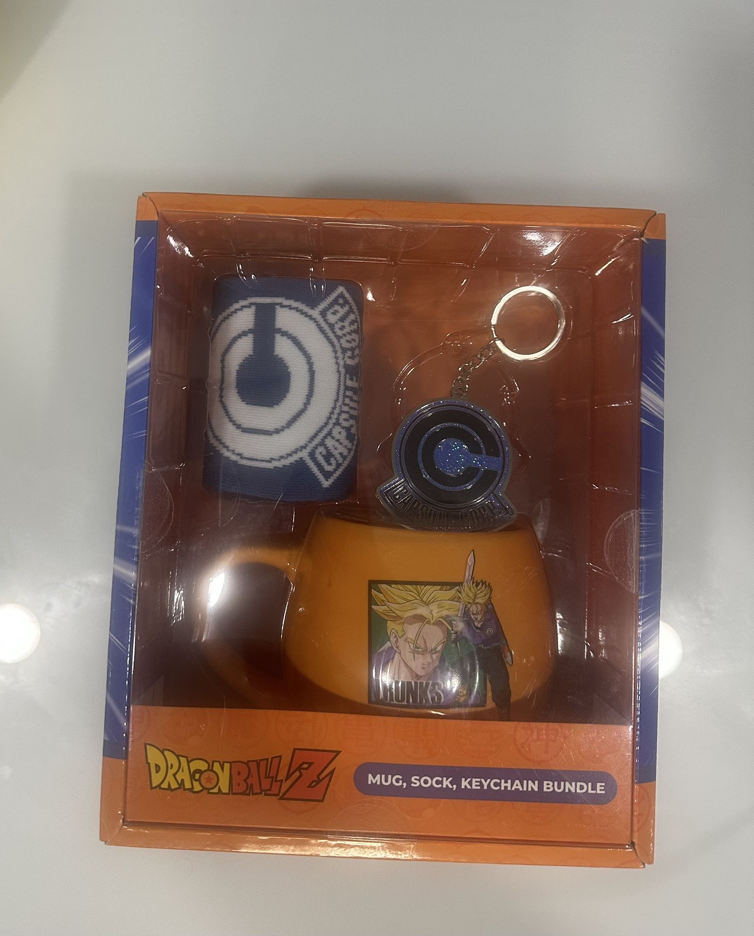Dragon Ball Z Trunks Mug, Sock And Keychain Bundle