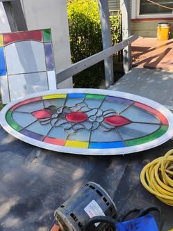 Oval Stained Glass Window Panel