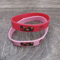 Nintendo Super Mario Red and Pink Wrist Bands