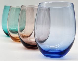 JoyJolt Hue Set of 4 Hand-Blown Crystal Stemless Wine Glasses